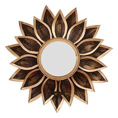 Sunflower Design - Metal Delight Mirror Wall Sconce Tealight Holder (Golden, 16 Inch) Mangal Fashions | Indian Home Decor and Craft Sunflower Mirror, Mirror Design Wall, Mirror Painting, Small Mirrors, Sunflower Design, Tealight Holder, Mirror Designs, Tealight Candle Holders, Beautiful Wall