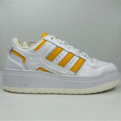 - Adidas - Brand New Condition - Women's - Size 8.5 - Yellow/White This Pair Is Brand New In Original Box. Shoes In Photos Is The Exact Pair You Are Purchasing. Your Satisfaction Is Very Much Appreciated, Please Reach Out Is You Have Any Questions. Final Sale Thank You For Your Purchase. Yellow Low-top Sneakers With Contrast Sole, Yellow Sporty Skate Shoes With Contrast Sole, Yellow Adidas Lace-up Sneakers, White Adidas High-top Platform Sneakers, Adidas Yellow Leather Sneakers, Yellow Leather Adidas Sneakers, Yellow Sneakers With Contrast Sole And Round Toe, Yellow Custom Sneakers With Translucent Outsole For Sports, Yellow High-top Sporty Platform Sneakers