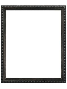 an old black frame with beaded trims on the edges and bottom, isolated against a white background