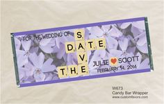 a sign with scrabbles on it that says for the wedding of date