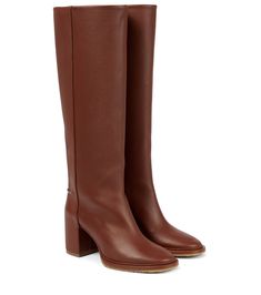 Edith leather knee-high boots Chloe Edith Boots, Chloé Boots, Chloe Boots, Mid Heel Boots, Chloe Shoes, Knee High Leather Boots, Online Shopping For Women, Footwear Design Women, Brown Leather Boots