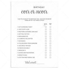 a printable birthday card with the words,'happy birthday ever on never '