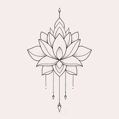 a black and white drawing of a lotus flower