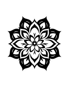 a black and white drawing of a flower