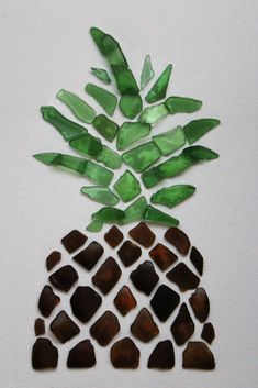 Pineapple Beach Glass Art Brown & Green Sea Glass Authentic Narragansett Rhode Island Narragansett Rhode Island, Sea Glass Diy, Sea Glass Art Diy, Sea Glass Art Projects, Beach Glass Crafts, Glass Art Design, Wine Glass Art, Beach Glass Art, Sea Crafts