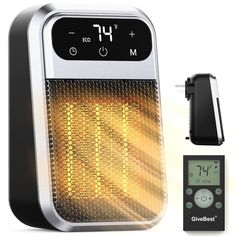 an electric heater with thermometer and remote control