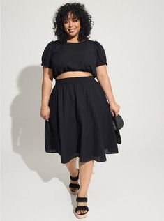 Seer Sucker, Top With Puff Sleeves, Smocked Skirt, Midsize Fashion, Plus Size Two Piece, Skirt And Top Set, Crop Top Skirt, Matches Fashion, Summer Skirts