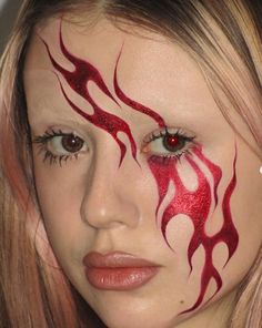 Red Dragon Makeup, Flame Makeup, Dragon Makeup, Fire Makeup, Different Makeup Looks, Instagram Creator, Face Art Makeup, Rave Makeup