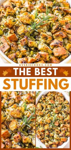 Your Thanksgiving dinner party won't be complete without this easy homemade stuffing! Nothing compares to this traditional Thanksgiving side. Well-seasoned and full of rich flavor with a golden top, this classic stuffing recipe from scratch is the BEST! Easy Homemade Stuffing, Thanksgiving Stuffing Recipe, Easy Stuffing Recipe