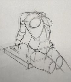 a drawing of a person sitting on a bench