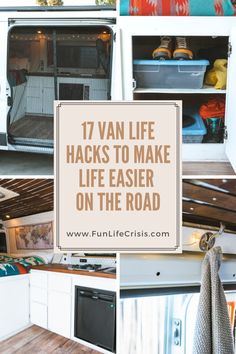 an rv with the words 17 van life hacks to make life easier on the road