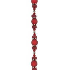 a red glass beaded candle holder on a white background