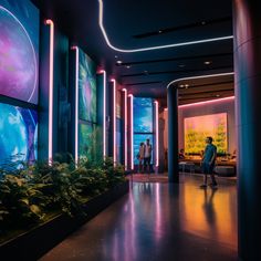 immersive lobby experience, digital screens, bold colors Immersive Experience Design, Immersive Design, Interior Design Principles, Light Tunnel, Museum Exhibition Design, Lobby Interior Design, Best Bathtubs, Hotel Concept, Lobby Interior