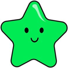 a green star with a smiling face