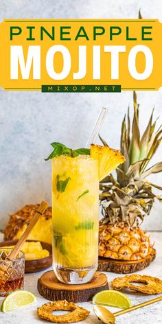 Entertain guests with this easy Pineapple Mojito! Bubbly and minty with a super refreshing taste, this flavored mojito is a Super Bowl party drink idea everyone will enjoy. Save this game day cocktail recipe! Mojito Recipe Classic, Easy Party Drinks, Pineapple Mojito, Easy Alcoholic Drinks, Best Summer Cocktails, Pineapple Mint, Simple Syrup Recipes, Mojito Recipe, Best Cocktail Recipes