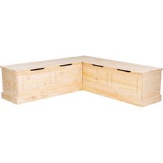 a large wooden box with two open compartments