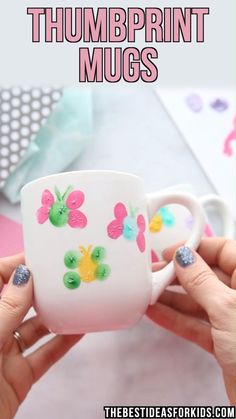 a person holding a coffee mug with flowers painted on it and the words, how to make