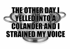 the other day i veldinitoa colander and i strained my voice