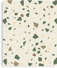 a beige and green wallpaper with small shapes on it's surface, in different shades