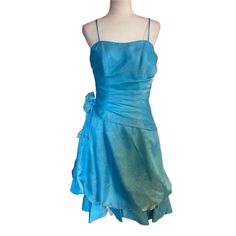 Never Worn, New Without Tags B12 Mamma Mia Dress Hoco, Light Teal Hoco Dress, Olivia Rodrigo Blue Dress, Beaded Hoco Dress, Beachy Hoco Dress, Teal Hoco Dresses, Light Blue Flowy Dress, Dark Blue Homecoming Dress, Light Blue Dress Short