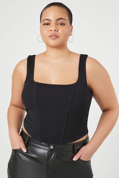 Leon, Crop Top Outfits, Plus Size Crop Top Outfit, Plus Size Crop Tops, Plus Size Corset, Corset Crop Top, Design Square, Top Forever 21, Back Shoulder