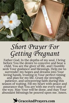 an ad for grace and prays with the words, short prayer for getting pregnant