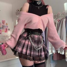 Harajuku Style Pink Mini Skirt, Pink Harajuku Mini Skirt, Pastel Goth Pink Mini Skirt, Pastel Goth Aesthetic Outfit, Pastel Grunge Outfits, Pastel Goth Outfits, Rok Mini, Pastel Goth Fashion, Grunge Dress