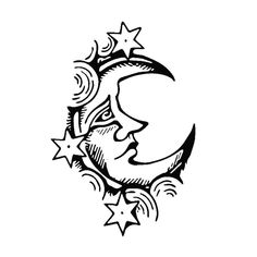 a crescent moon and stars tattoo design