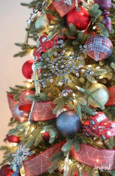 a decorated christmas tree with ornaments on it