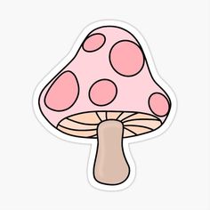 a pink mushroom sticker on a white background