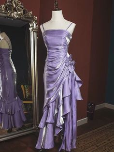 Charming Mermaid High Low Satin Straps Party Dress – Weitese Dress Vintage Style Prom Dresses, Mermaid High, High Low Prom Dress, Ruffle Prom Dress, Vintage Party Dresses, Looks Party, Prom Dress Inspiration, Pretty Prom Dresses, Vestidos Prom