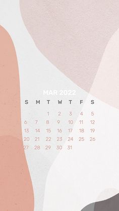 a desktop calendar with an abstract design in the middle, on a white and pink background