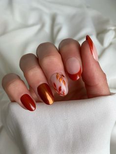 37 Autumn Nails: Unleashing the Magic of Fall October Nails, Smink Inspiration, Makijaż Smokey Eye, Thanksgiving Nails, Orange Nails, Stick On Nails, Autumn Nails