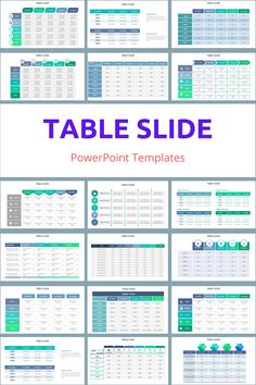 the table slider for powerpoint templates is shown in blue, green and white