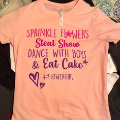 Pink Flower Girl Shirt Flower Girl Shirt, Flower Girl Shirts, Pink Flower Girl, Bridal Shirts, Girl Flower, Girl Shirt, Girls Boutique, Flower Shirt, Girls Tees