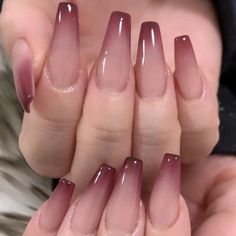 Coffins Nail Designs, Red Jelly Nails Acrylic Korean, Dusty Rose French Tip Nails, Ombre Burgundy Nails, Red Fade Nails, Manicure Ideas Red, Nails Acrylic Rose, Dark Jelly Nails, Burgundy Nail Ideas Acrylic