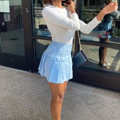 High Waisted, Pleated, Skater Skirt. Comes With Built-In Shorts For Extra Security. Zips And Buttons Closed On The Side. Blue Skater Skirt, Black White Halloween, High Waisted Floral Shorts, Womens High Waisted Shorts, Black Skater Skirts, Midi Skirt With Pockets, Striped Midi Skirt, Floral Print Skirt, Plaid Mini Skirt