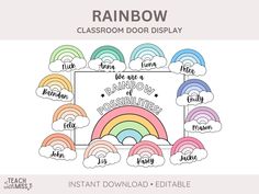 the rainbow classroom door display is shown