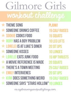 the ultimate workout challenge for girls with text that says,'glimore girls workout challenge