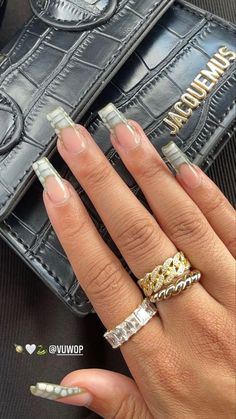 Acrylics French Tip Color, Mail Ideas Medium Length, French Top Nail Ideas, Snakeskin French Tip Nails, Croc Print French Tip Nails, Swaggy Nails, Croc Nails, Basic Nail, Holloween Nails