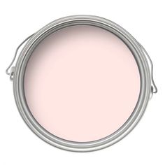 a pink paint can with white trim on the bottom and one light pink in the middle