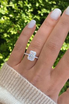 Featuring a gorgeous radiant cut lab grown diamond set on a delicate diamond band solitaire engagement ring. The perfect ring design from the Verona collection by Catherine Ryder #engagementring #radiantcutdiamond #radiant #haloengagementring #proposal #weddingband #ascotdiamondsatlanta #customdiamondring #thecaratclub #atlanta #ascotdiamonds #haloengagementring @thecaratclub @blingbook @perfetebling Engagement Ring Diamond Cut