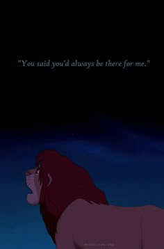 the lion king with his mouth open in front of a dark background and an inscription that reads