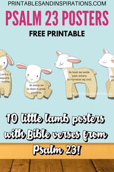 three lambs with bible verses on them and the words, free printable