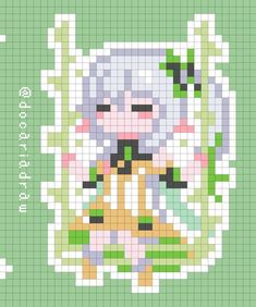 Pixel Art Pattern Genshin, Genshin Impact Perler Beads, Genshin Perler Beads, Pixel Art Genshin, Genshin Pixel Art, Genshin Perler, Genshin Impact Pixel Art, Konosuba Wallpaper, Easy Graffiti Drawings