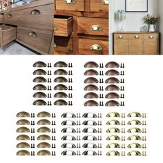 the dressers and drawers are made from wood with metal pulls on each one side