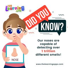 a person holding a tablet with the caption did you know? our nosees are capable over 1 trillion different smells