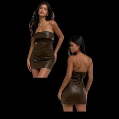 Brand New Worn Once Brown Leather Mini Dress Brown Leather Dress, Leather Mini Dress, Leather Dress, Leather Mini, Brown Leather, Colorful Dresses, Mini Dress, Brand New, Womens Dresses