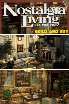 the cover of nostalga living, featuring furniture and decor in three different styles