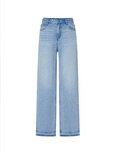 MO&Co. Women's Full Length Straight Jeans Features : - High-rise, straight fit- Button and zip closure- Five-pocket design, belt loops- Eco-Friendly Regenerated Fiber, comfy and soft Code: MBC2JENT05&MBD2JENT06The back length of size M(27) is 108cmMATERIALS & CARE Material: 100% LyocellOur sizes might be a little different from US/EU sizes. Please refer to the size guide carefully before purchasing at the above description.REMINDER: All items are measured manually. Please note that it's reasonab Full Length Straight Jeans, Light Blue Straight Jeans, Light Jeans Outfit, Plain Jeans, Straight Blue Jeans, Straight Cut Pants, Jeans Outfit Women, Things I Wanna Buy, Light Jeans